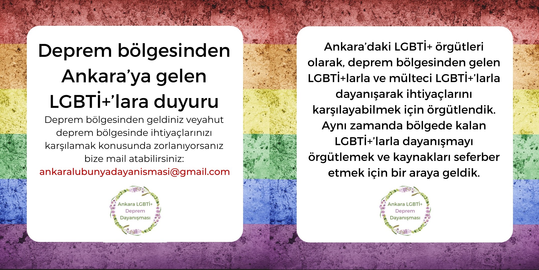 Ankara LGBTİ+ Deprem Dayanışması kuruldu  Kaos GL - LGBTİ+ Haber Portalı