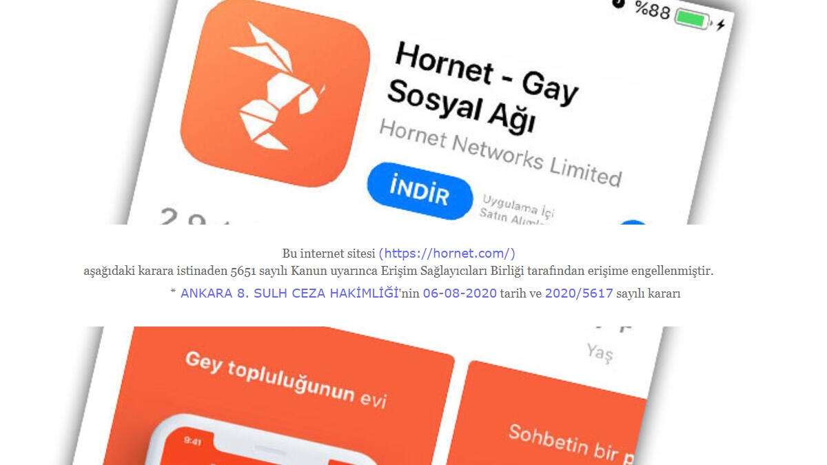 AYM’den erişim engelleriyle ilgili toplu “ifade özgürlüğü ihlali” kararı: Aralarında Hornet de var | Kaos GL - LGBTİ+ Haber Portalı Haber