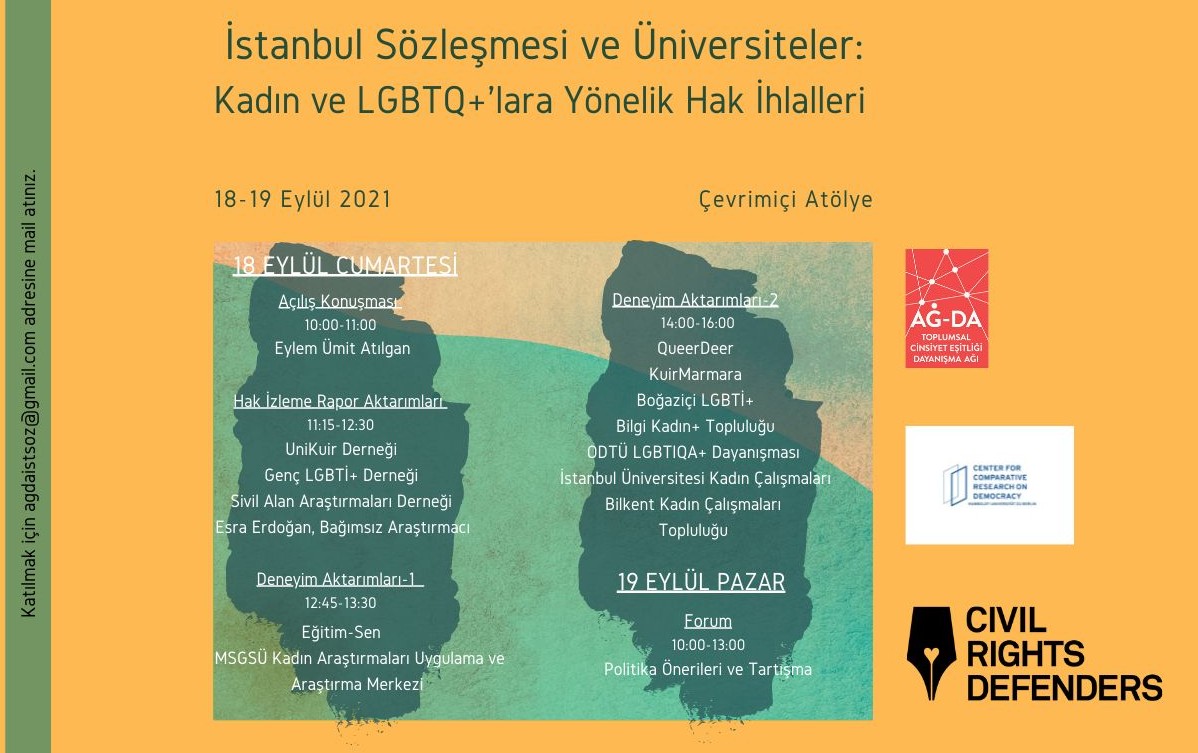 “İstanbul Sözleşmesi ve Üniversiteler: Kadın ve LGBTQ+’lara Yönelik Hak İhlalleri” atölyesi bu hafta sonu Kaos GL - LGBTİ+ Haber Portalı