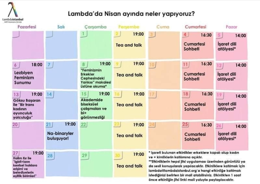 Lambdaistanbul’da Nisan’da hangi etkinlikler var? | Kaos GL - LGBTİ+ Haber Portalı