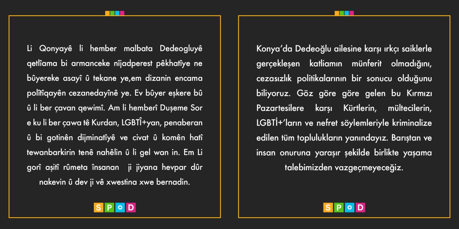 SPoD’tan Konya’daki ırkçı katliama ilişkin açıklama: Cezasızlık politikalarının sonucu Kaos GL - LGBTİ+ Haber Portalı