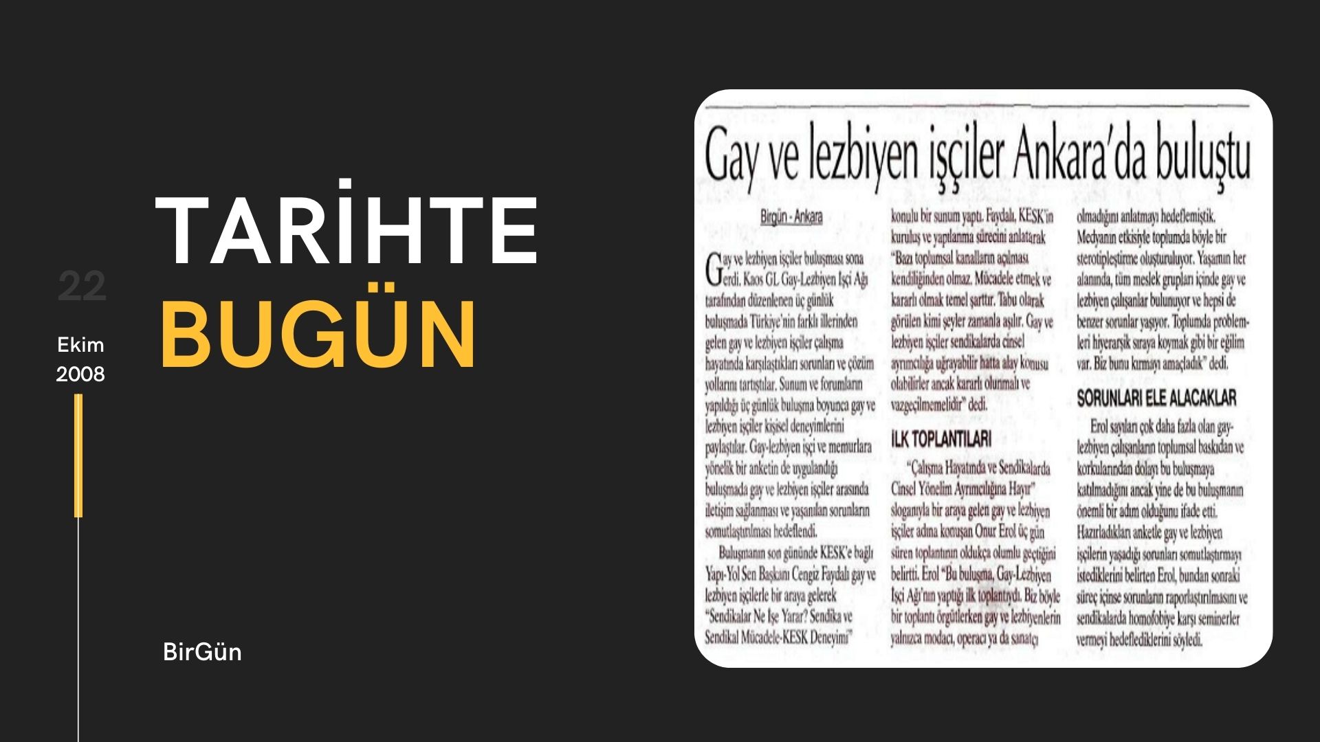 Tarihte bugün: “Gay ve lezbiyen işçiler Ankara'da buluştu” | Kaos GL - LGBTİ+ Haber Portalı