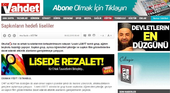 Extremist paper targets high school students as ‘perverts’ | Kaos GL - News Portal for LGBTI+ News