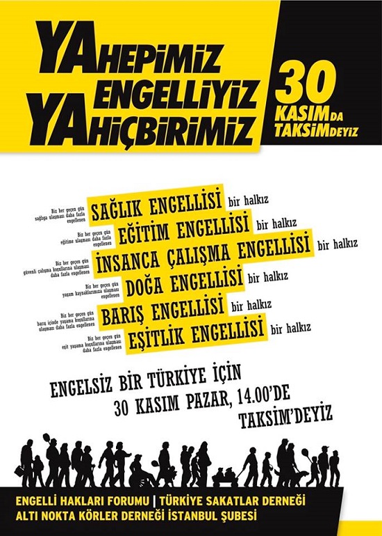 Engelliler 30 Kasım’da Taksim’e çağırıyor | Kaos GL - LGBTİ+ Haber Portalı Haber