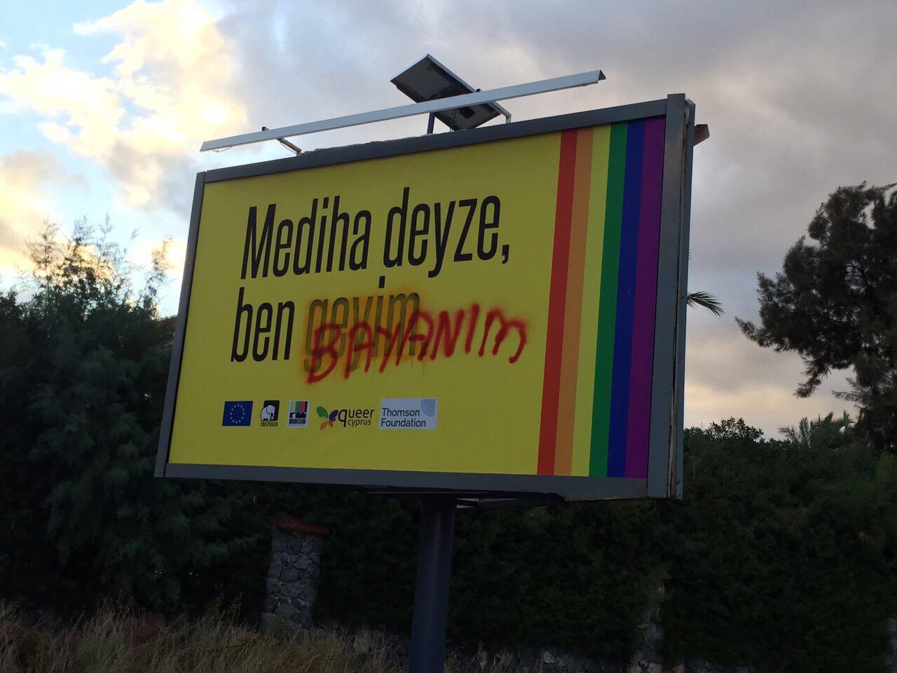 Kıbrıs’ın kuzeyinde LGBTİ farkındalık billboardlarına saldırı! | Kaos GL - LGBTİ+ Haber Portalı